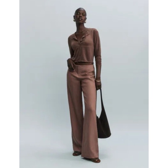 NWT Reformation Vida Linen Low Rise Pant Straight Leg Mink 10 - Picture 4 of 15